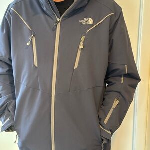 The North Face men’s winter jacket, size Large, slate blue with gray trim. EUC